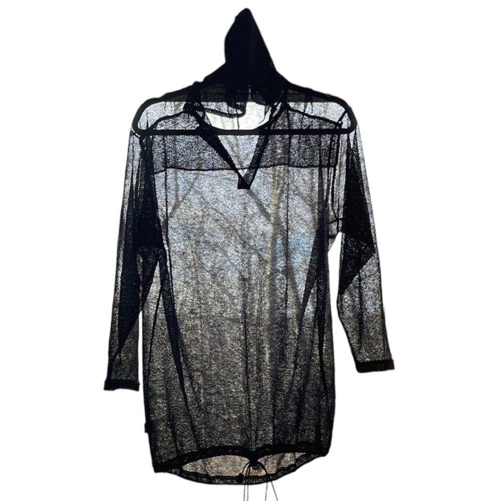 Oversized semi sheer mesh hoodie.  Perfect as coverup or an added layer.